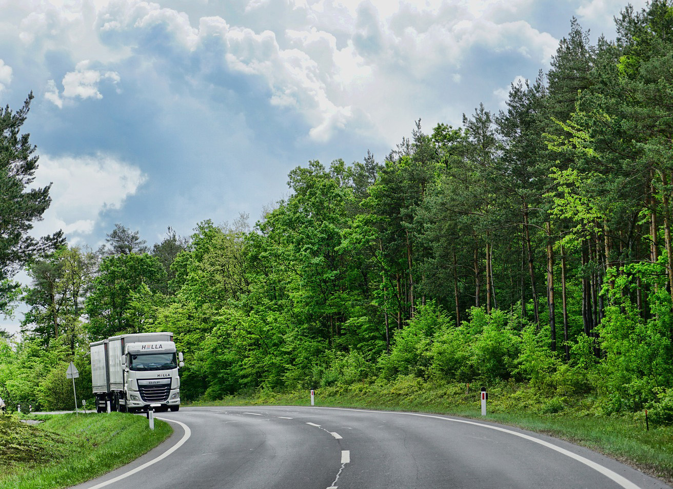 Truck on the road to the solar power plant